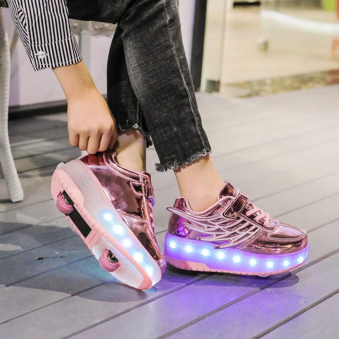 Kinderroller mit LED Licht | Automatisch Einziehbar & Abnehmbare Vorderreifen | Outdoor-Spiel-Schuhe