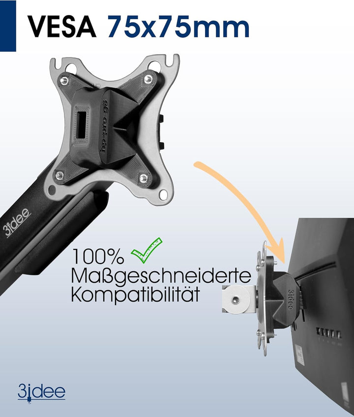 3IDEE VESA Adapter, VESA Mount kompatibel mit HP All-in-One PC (ProOne 400 G6) - VESA Halterung 75x7