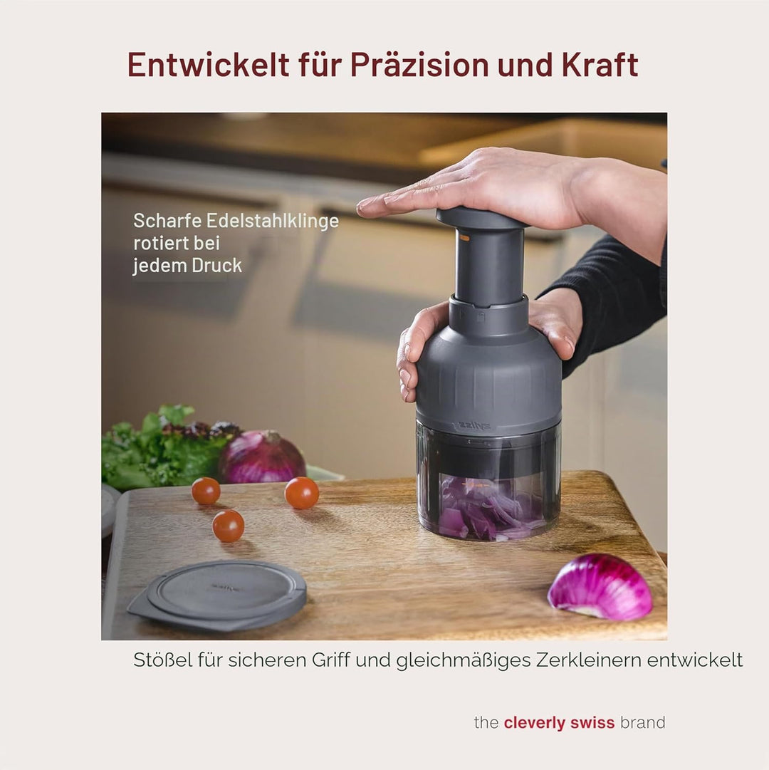 Zyliss Zick Zick 3 Manueller Lebensmittelzerkleinerer, manueller Gemüseschneider und -würfelschneide