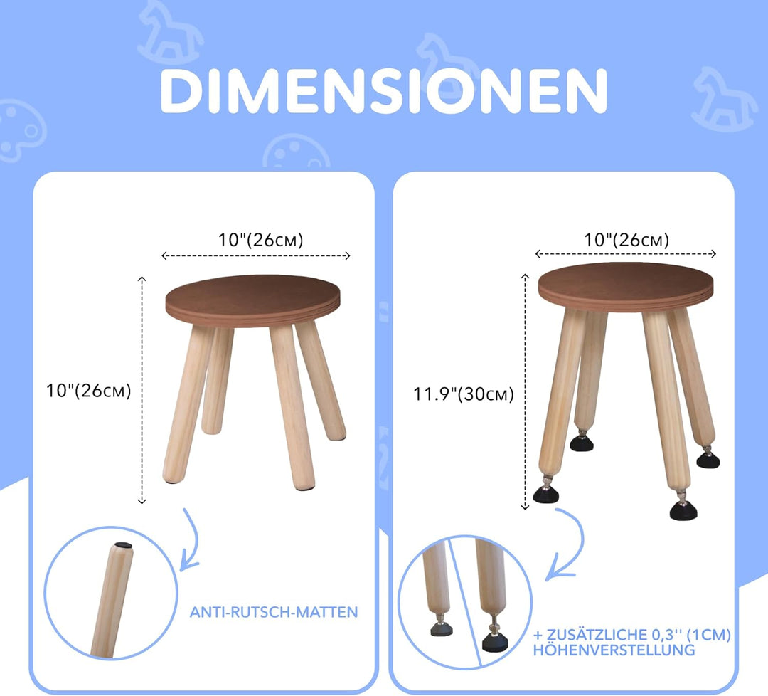 Cateam Tritthocker aus Holz für Kinder und Kleinkinder – 2er-Set – Nussbaum – Kinderhocker mit auszi