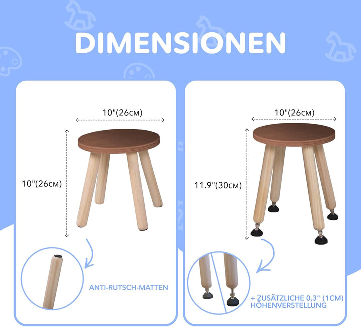 Cateam Tritthocker aus Holz für Kinder und Kleinkinder – 1er-Set – Nussbaum – Kinderhocker mit auszi
