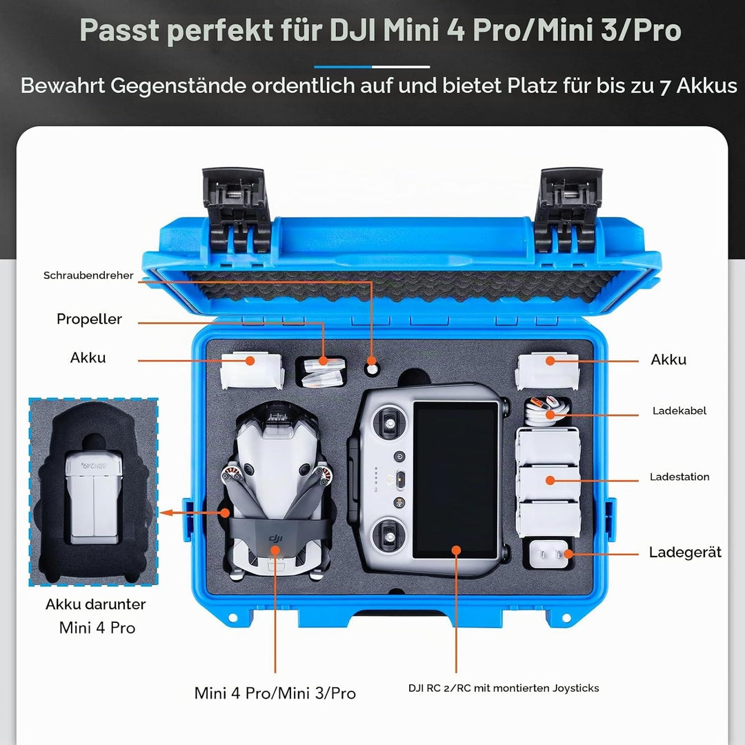 Lykus Titan MM410 Wasserdicht Tasche/Koffer/Case für DJI Mini 4 Pro/Mini 3/Pro und DJI RC 2/RC/RC-N2