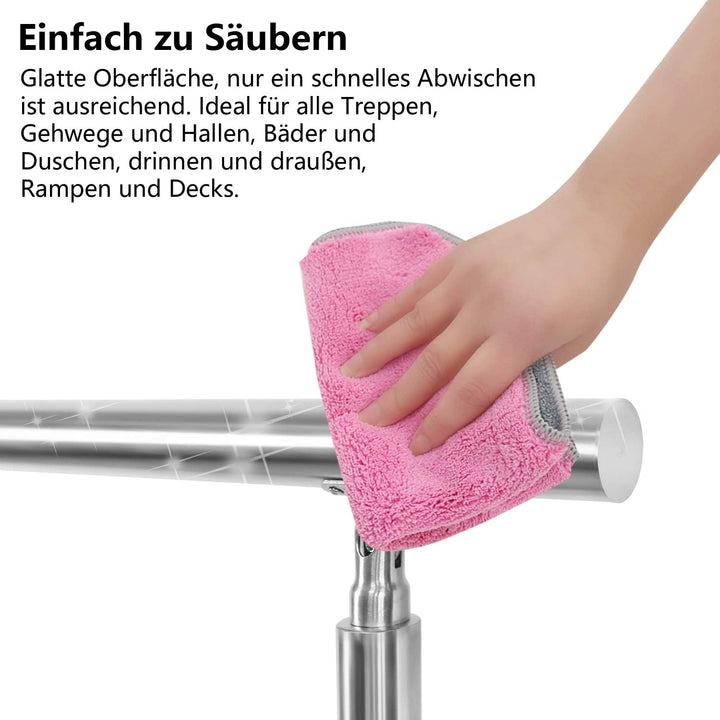 EINFEBEN Edelstahl Handlauf Geländer für Balkon Brüstung Treppen mit/ohne Querstreben (160cm, 2 Quer