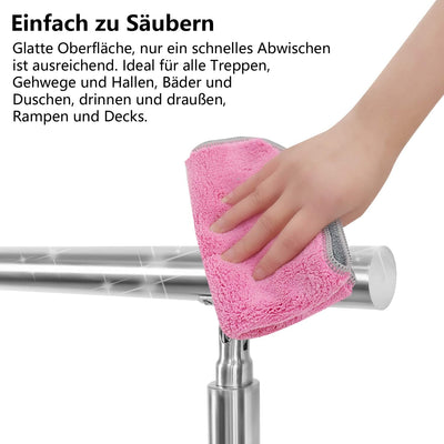 EINFEBEN Edelstahl Handlauf Geländer für Balkon Brüstung Treppen mit/ohne Querstreben (160cm, 2 Quer