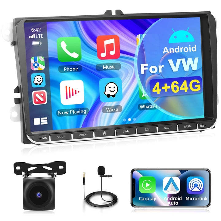 4GB RAM + 64GB Speicher Autoradio für Volkswagen 2014/2015/2016/2017 mit Kabellosem Carplay/Android