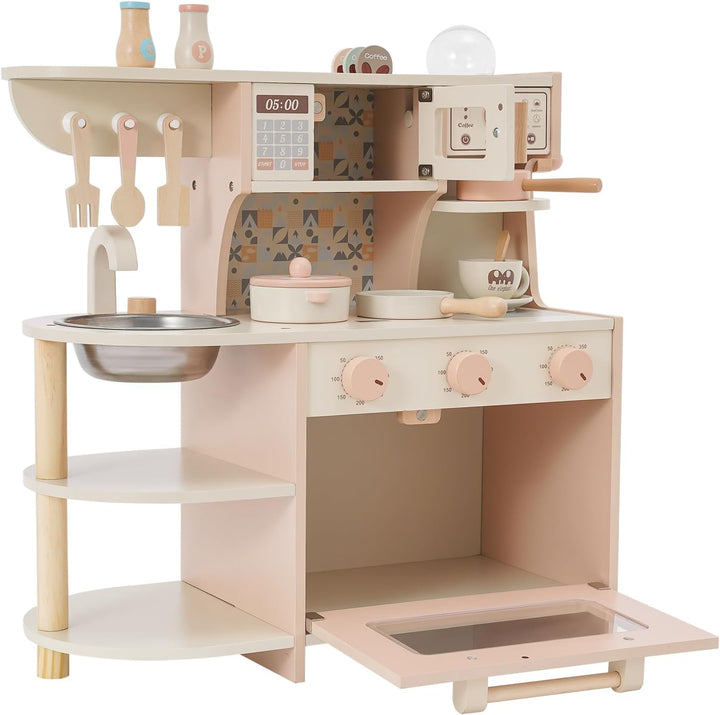 Kleinkind Spielküche aus Holz Kinderküche Zubehör Set Spielzeugküche Set mit vielen Spielfunktionen