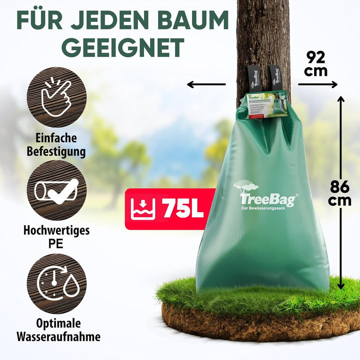 Wassersack für Bäume 10 x 75L – UV-stabiler Baumbewässerungssack aus PE – Effektiver Bewässerungssac