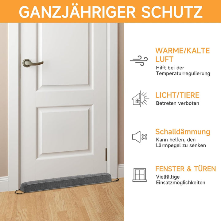 Zugluftstopper für Türen 92cm, Schwerer Zugluftstopper tür, Extra Lang & Schwer, Höhe 8cm Quadratisc