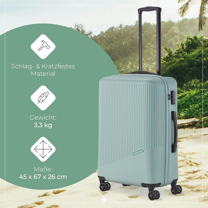 travelite 4-Rad Hartschalenkoffer mittelgross 65 Liter, Gepäck Serie BALI: ABS Hartschalen Trolley m