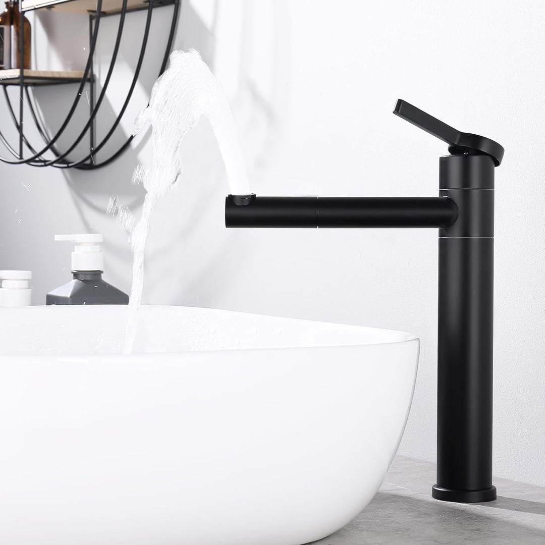 HOMELODY Waschtischarmatur Hoch mit 360°drehbarer Auslauf & Körper - Edelstahl Wasserhahn Bad mit 21