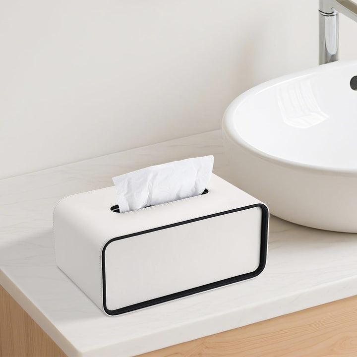 GORESE Taschentuchbox,Leder Rechteckige Kosmetiktücherbox Papiertaschentuchhalter Taschentuchspender