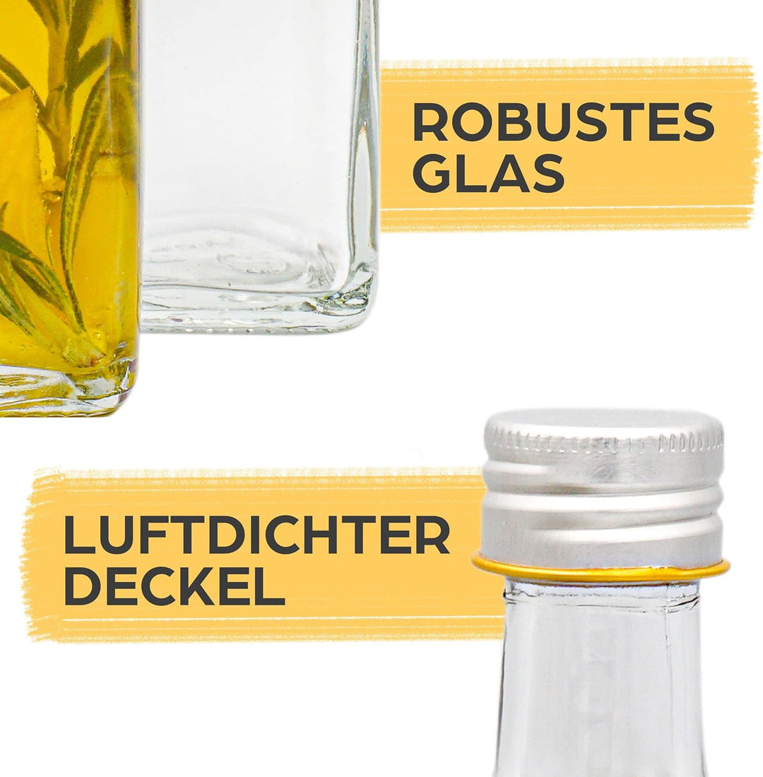 Praknu 6er Set Glasflaschen 500ml Schraubverschluss Eckig - Leere Flaschen zum Befüllen - 6 Etikette