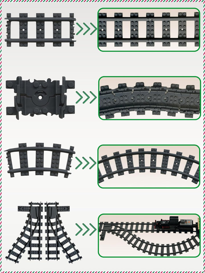 Hapoyxm Bausteine Zug Schienen Set, 40 Stück City Eisenbahn Schienen for Train, City Erweiterungsset