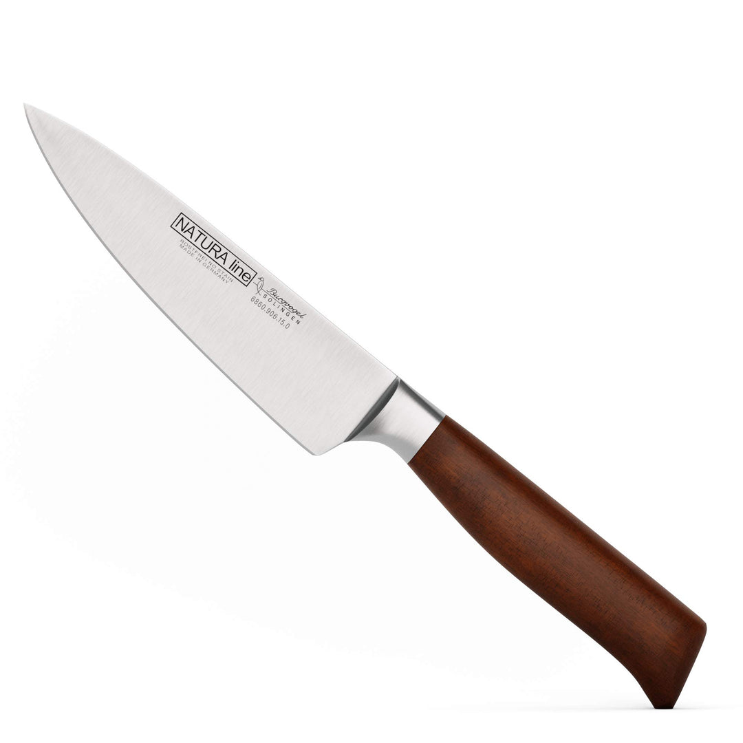 Burgvogel Solingen Natura Line, Kochmesser Holzgriff, rot satiniert, geschmiedet, 15 cm, sehr scharf