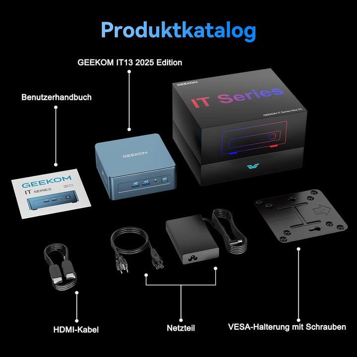 GEEKOM NUC Mini PC Mini IT13, 13. Gen Intel i7-13620H (10 Kerne, 16 Threads, bis zu 4,9 GHz) Mini Co