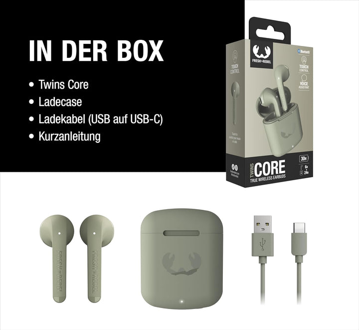 Fresh 'n Rebel Twins Core, True Wireless kabellose In-Ear Bluetooth Kopfhörer, mit Sprachassistent,