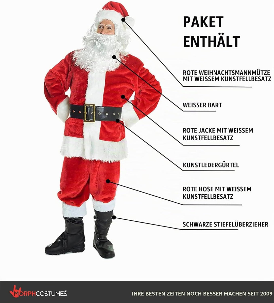 Morph Weihnachtsmann Kostüm Herren, Weihnachtsmann-Kostüm, Nikolauskostüm Mann, Santa Claus, L