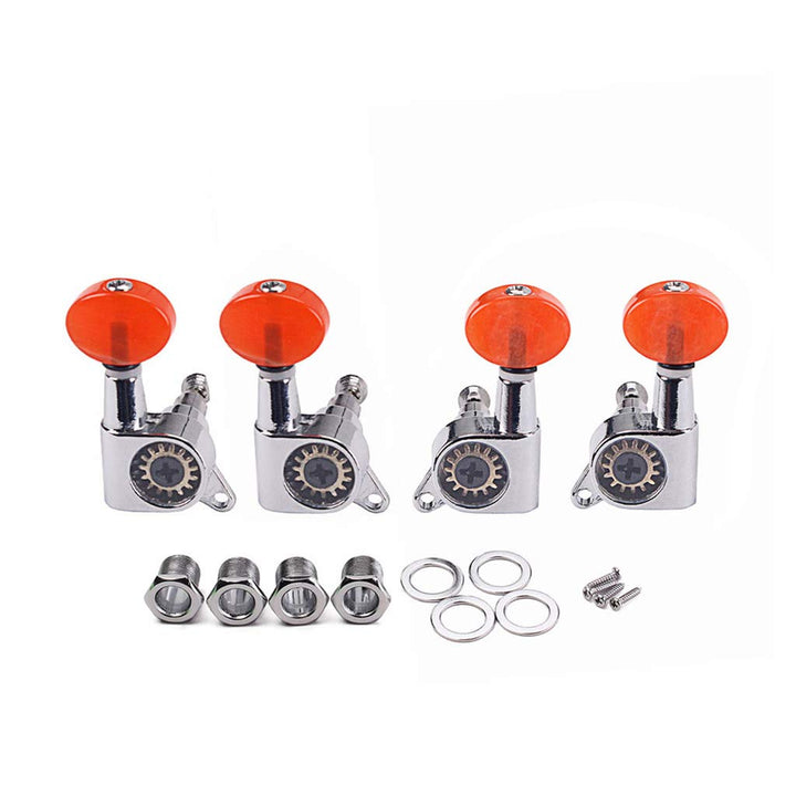 Alnicov Ukulele Tuning Pegs Machine Heads,2R 2L With Red Tuning Peg Button