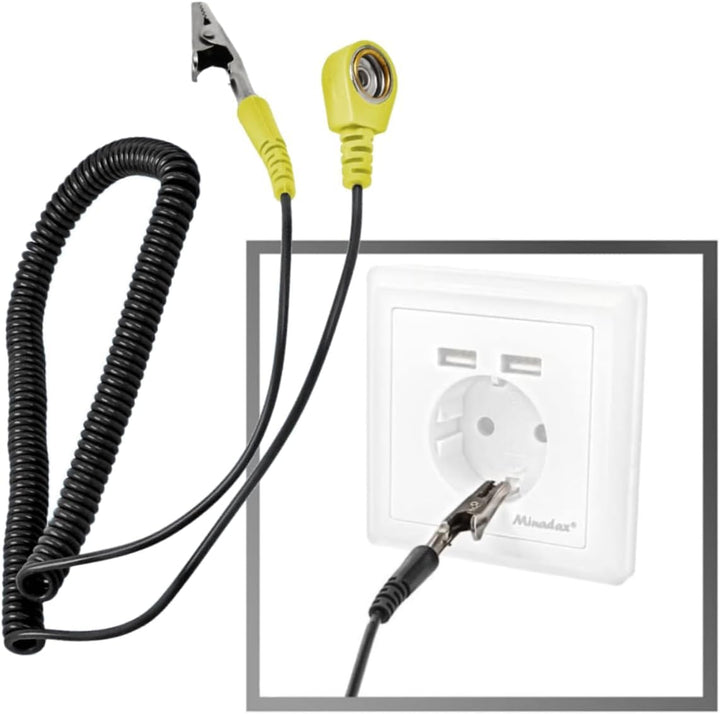 Minadax 60 x 50cm Antistatik ESD Computer Matte Tischmatte „Premiumqualität“ + Anschlusskabel 60x50