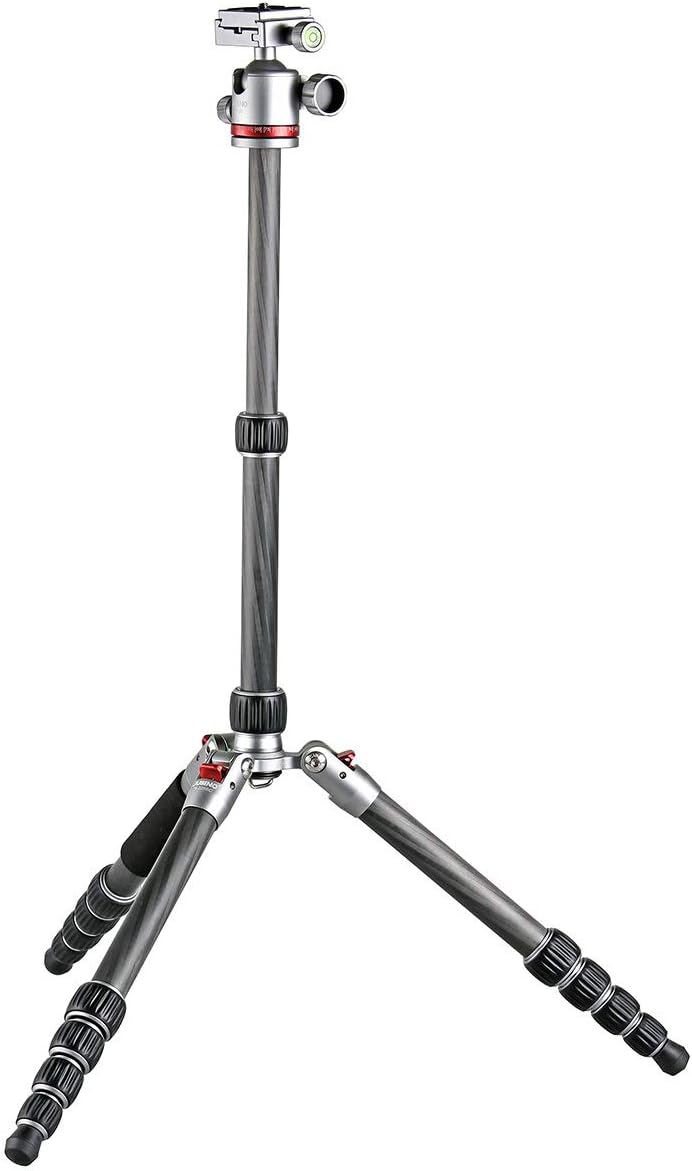 JUSINO TK-225SC handliches & Robustes Karbon-Tripod mit Monopod-Funktion + Kugelkopf GT-30, mit Tran
