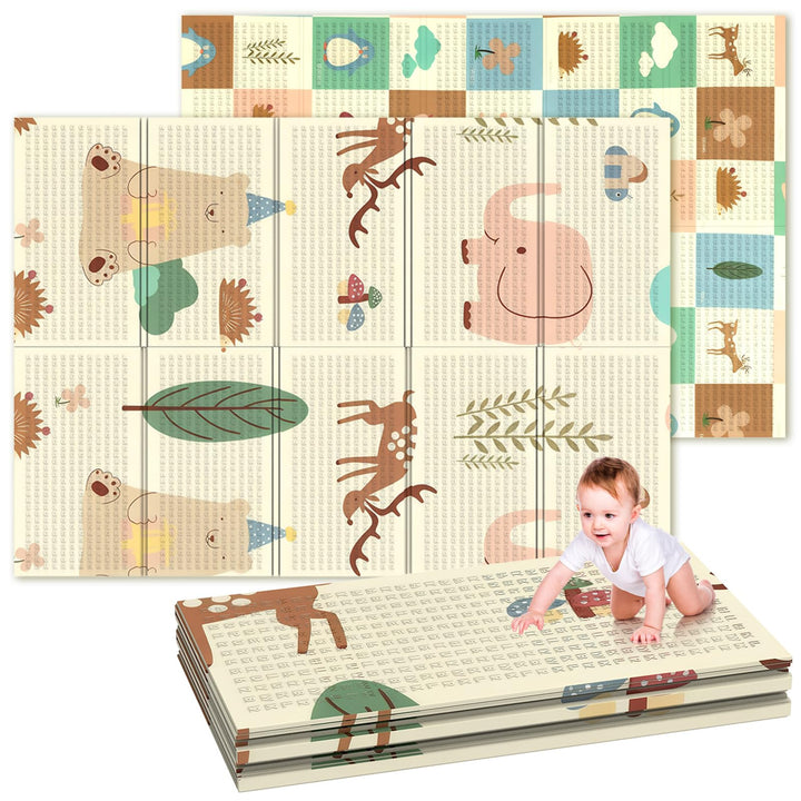 Soontrans Krabbelmatte Baby, Spielmatte Baby Faltbar, 180x120x1cm, Play Mat for Babies Doppelseitige