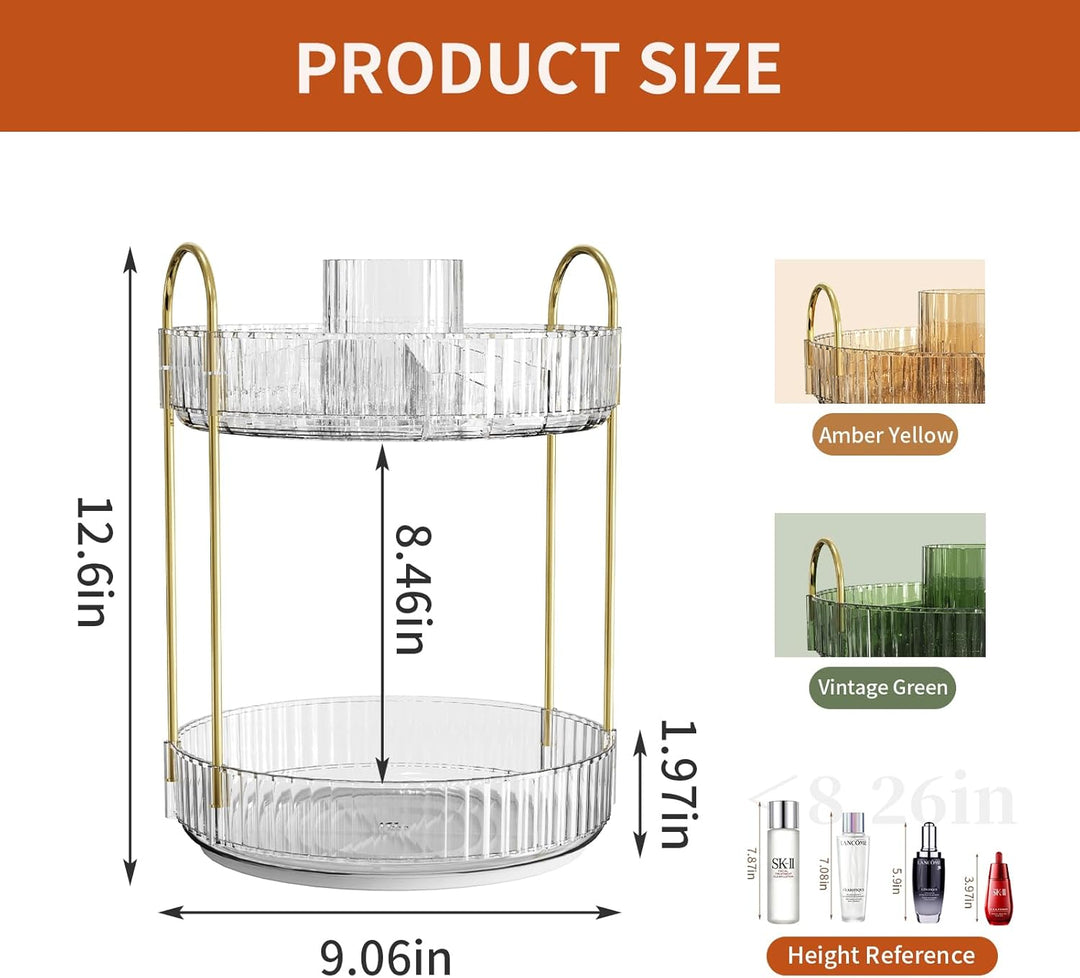 360 Drehbar Make Up Kosmetik Organizer 2 Ebenen Schminktisch Organizer Lazy Susan Makeup Skincare Or