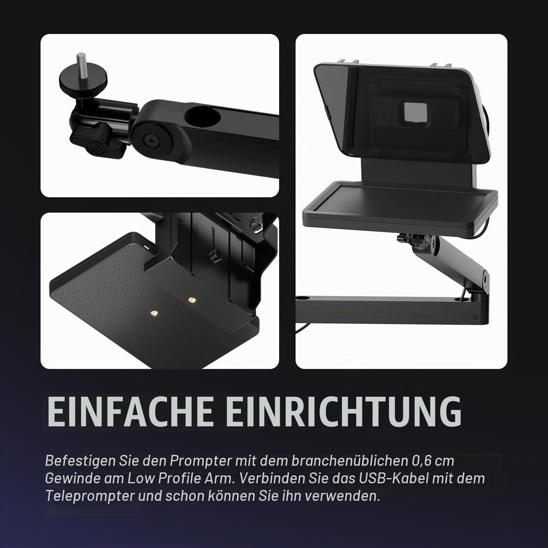 Elgato Prompter/Schwenkhalterung-Bundle – Premium-Teleprompter + Low Profile Arm, kompatibel: DSLR,