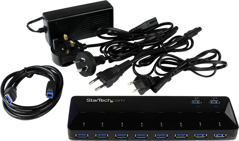 StarTech.com 10 Port USB 3.0 Hub mit Lade- und Sync Port - 2 x 1,5A Ports - Desktop Hub und Schnelll
