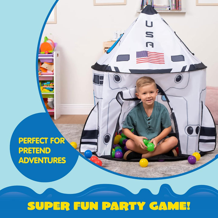 JOYIN Raketen Kinderzelt für Drinnen Spielzelt Kinder Pop up Spielzelt Kids Indoor Outdoor Weltraumz