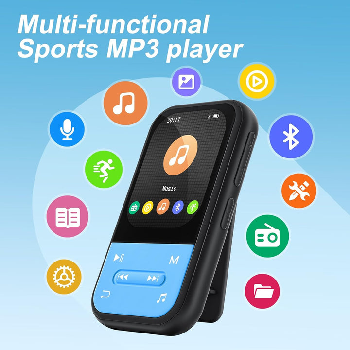 128GB MP3 Player - Clip MP3 Player mit Bluetooth 5.3, tragbarer Musikplayer mit FM-Radio, Sprachaufn
