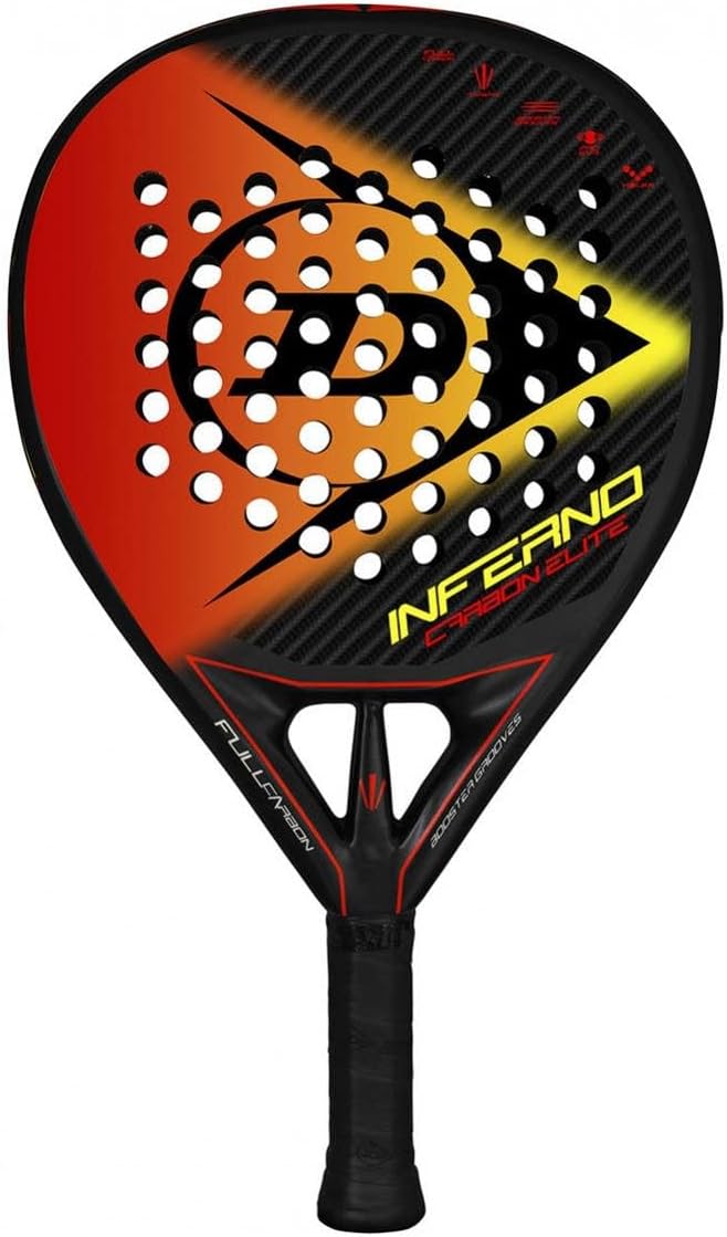 Dunlop, Inferno Carbon Elite, Padel-Schläger, Schwarz/Orange/Gelb, U, Unisex-Erwachsener