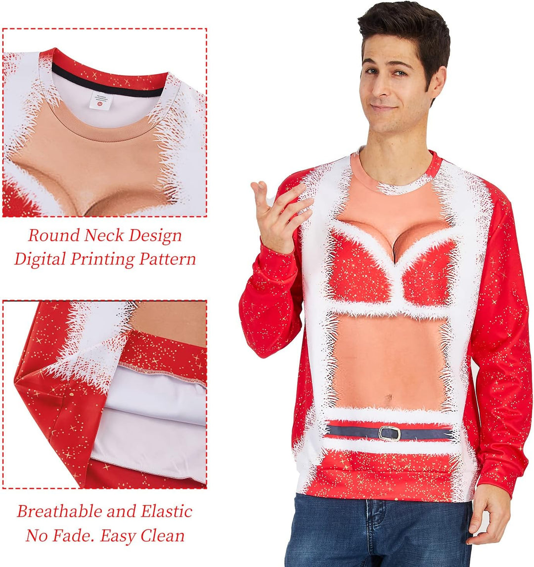 Freshhoodies Unsiex Weihnachten Pullover Lustige 3D Gedruckt Langarm Weihnachten Jumper Weihnachtspu