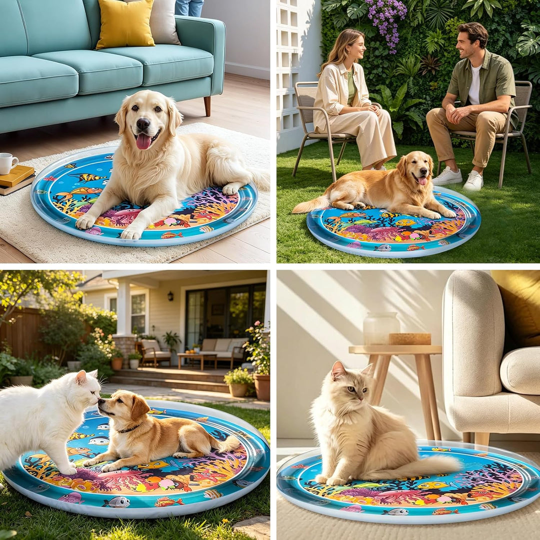 Water Sensory Playmat Cats,Inflatable Cooling Mat for Cats,Sensory Water Playmat Katzen Hund,Verdick