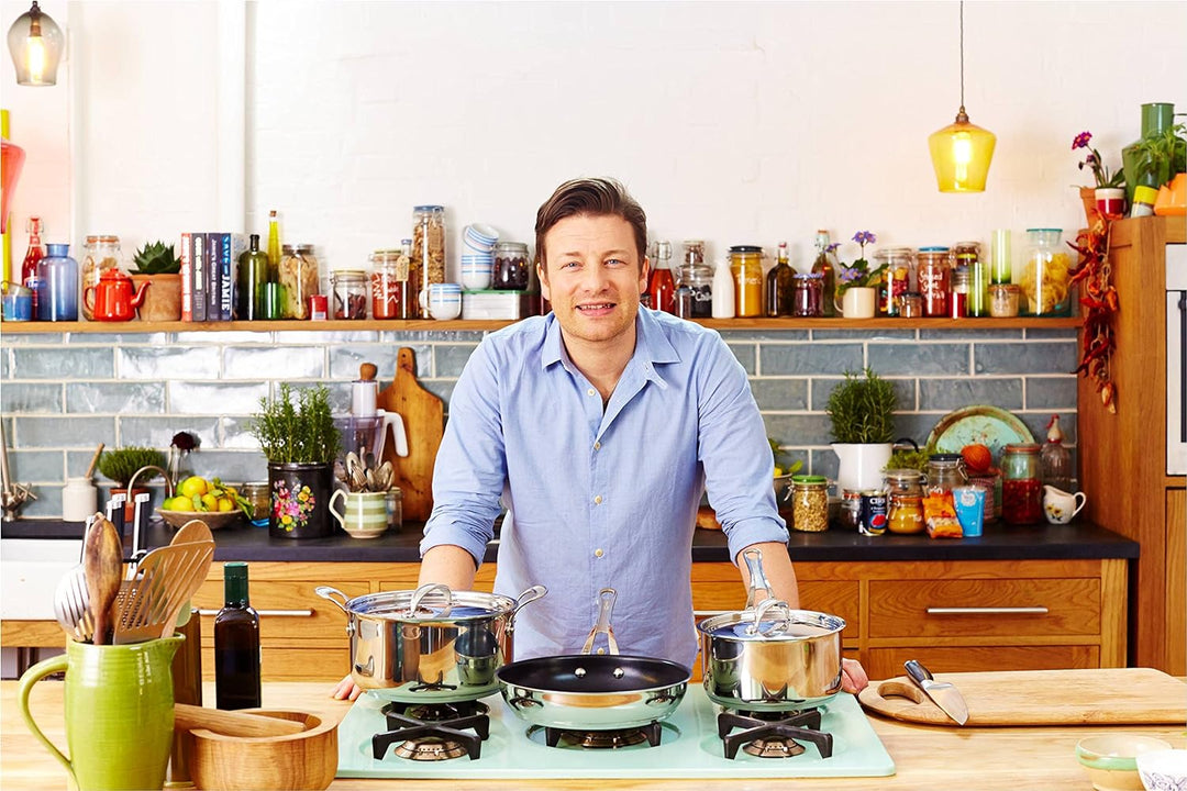 Tefal H80304 Jamie Oliver Premium Inox Induction Wave Pfanne (24 cm, antihaftbeschichtet) edelstahl