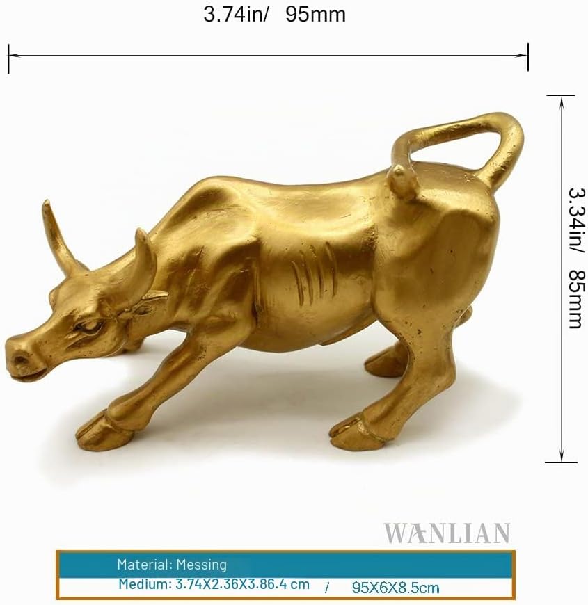 WANLIAN Wall Street Messing-Bullstatue – Feng Shui Glückssymbol der Börse, Skulptur Heimdekoration r