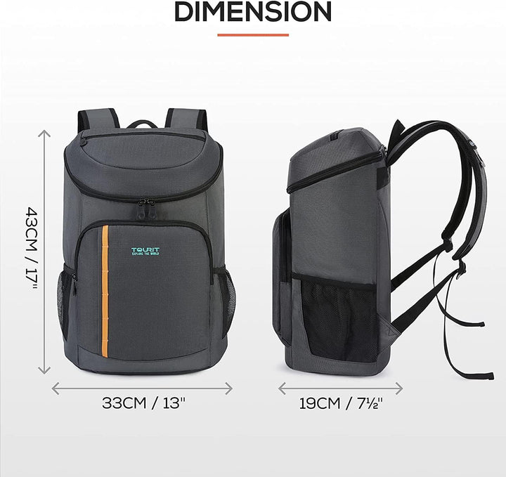 TOURIT Kühlrucksack Leichter Rucksack 28L mit Flaschenöffner Hält 30 Dosen Dunkelgrau, Dunkelgrau