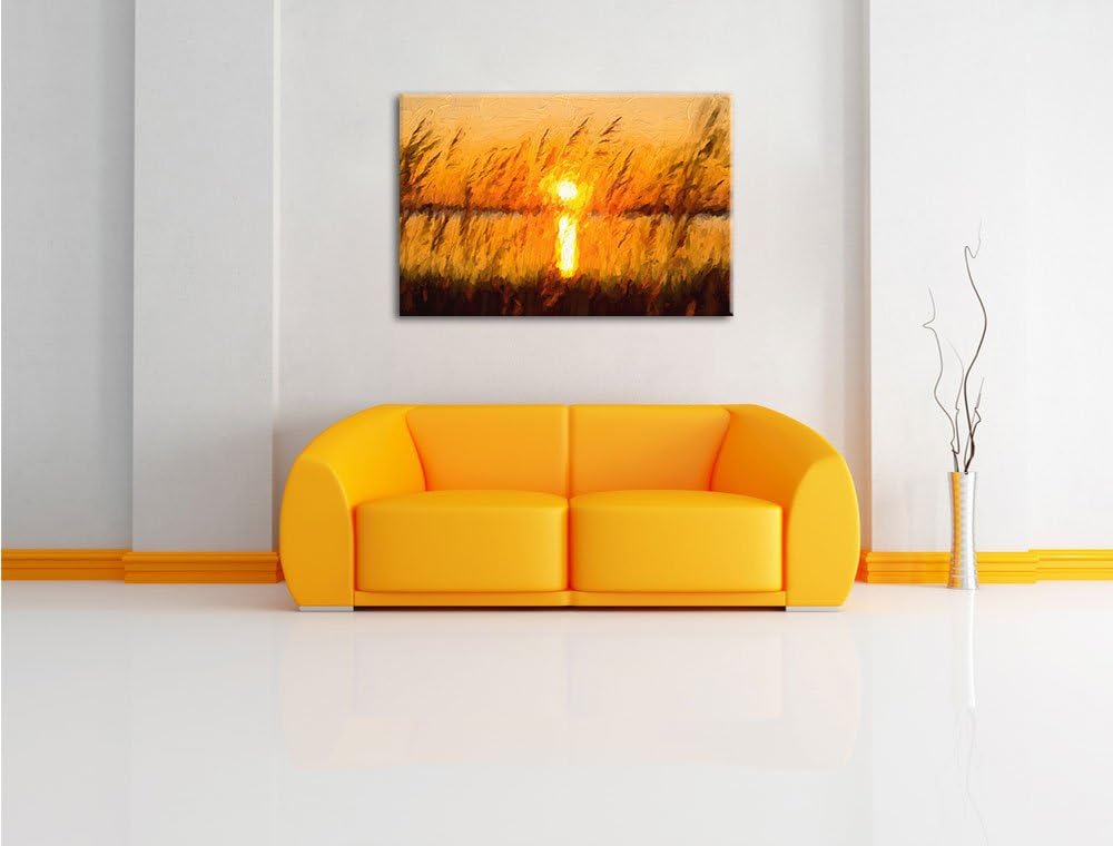 Pixxprint Sonnenuntergang am See als Leinwandbild/Grösse: 100x70 cm/Wandbild/Kunstdruck/fertig bespa