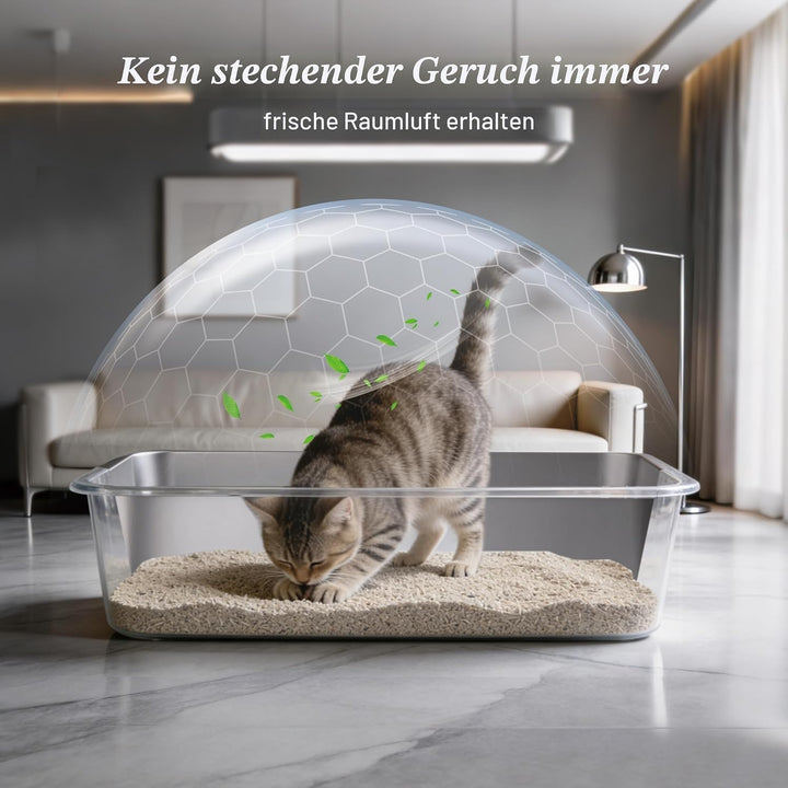 Vealind Katzenklo Edelstahl Gross Katzentoilette 45x35x15cm Katze Metall Katzentoiletten Cat Toilet