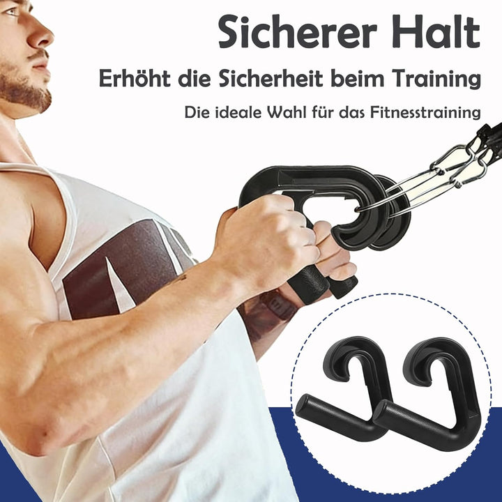 2 Stück Doppelte D-Form Klimmzug Griffe, 90-Grad-Haken Klimmzug Griffe, Kabelzug-Aufsatz, für Schult