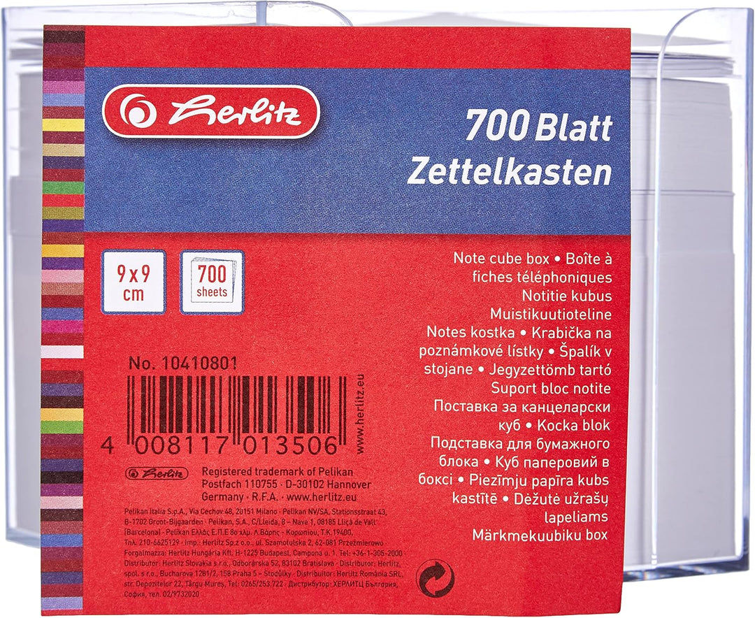 Herlitz 10410801 Zettelkasten 9x9x9cm transparent 700 Blatt weiss gefüllt (Packung mit 2)