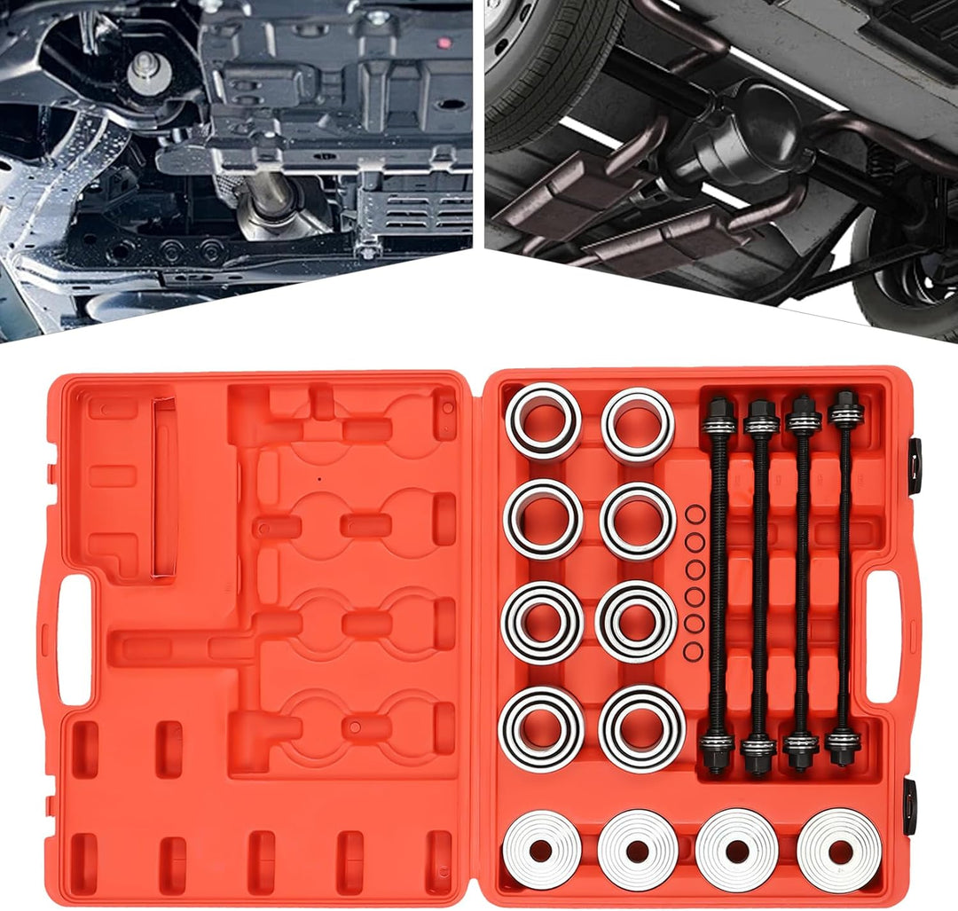 28PCS Press-und Zughülsensatz,Werkzeug Abzieher Satz Gummibuchsen Buchsen Achslager Montage Demontag