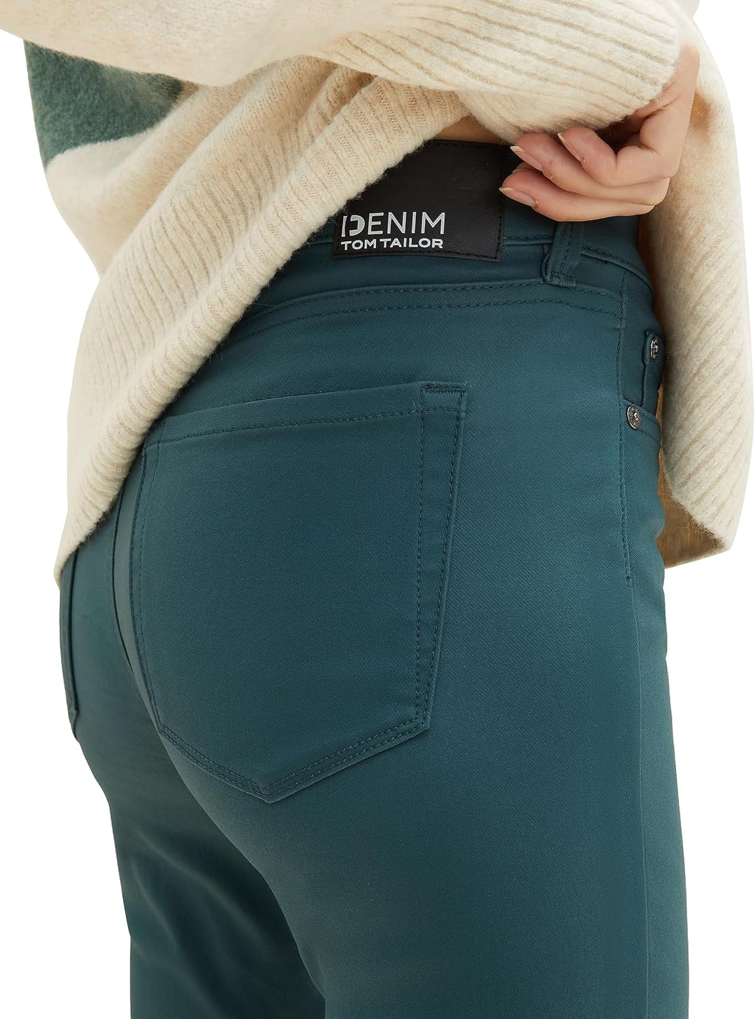 TOM TAILOR Denim Damen NELA Extra Skinny Jeans in Leder-Optik 1038298 25W / 32L 34050-coated Huntsma