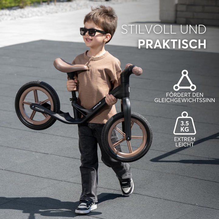 KikkaBoo Magnus Laufrad für Kinder 3–6 Jahre, Leichter Fiberglas Rahmen, Verstellbarer Sitz, rutschf