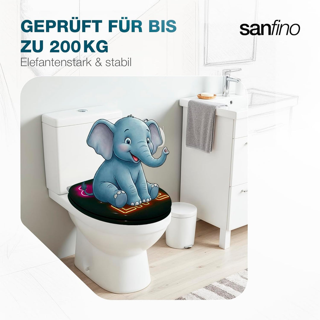 Premium WC Sitz mit Absenkautomatik – hochwertige Toilettendeckel aus Holz, viele bunte Motive, hohe