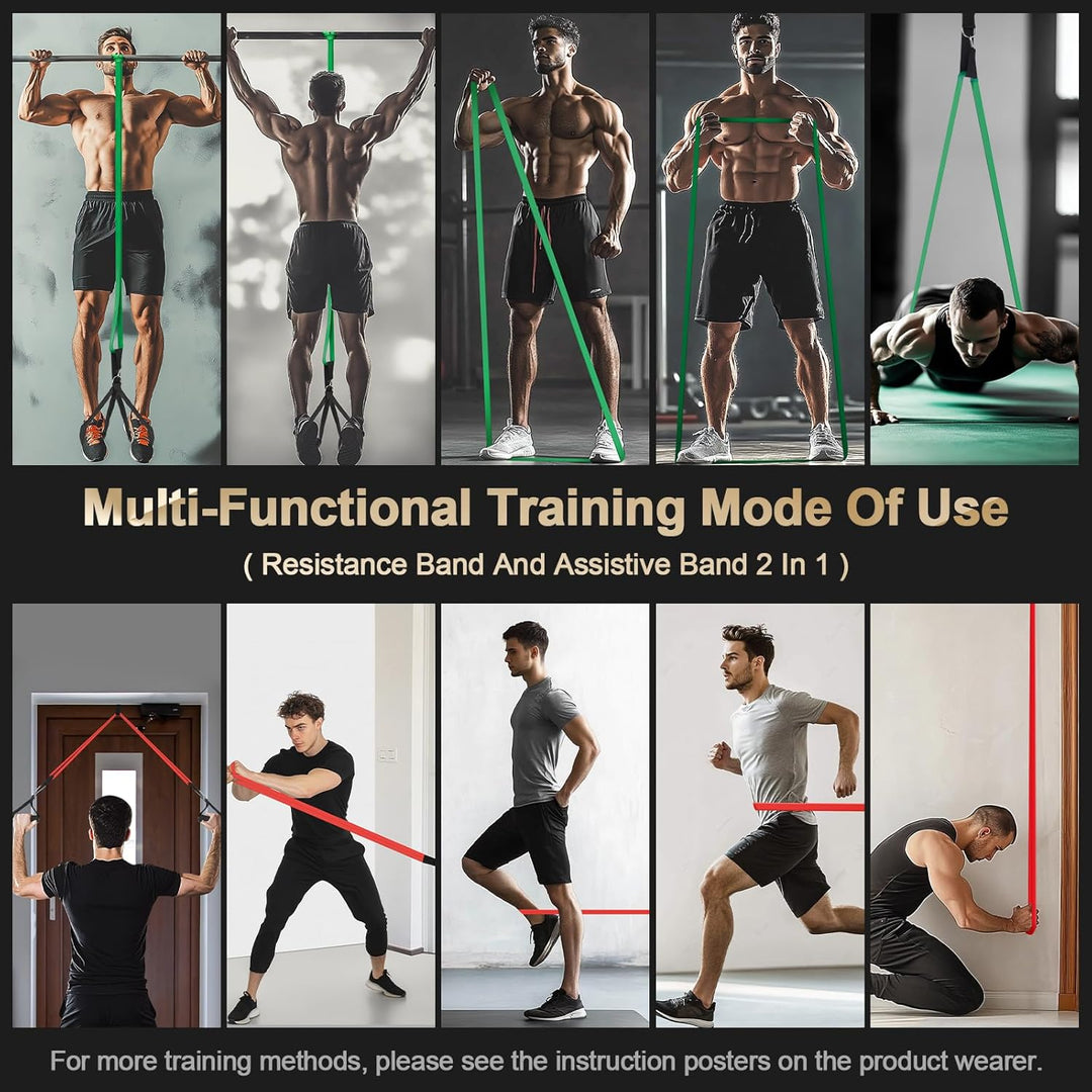 Odoland 5 Packungen Pull Up Assist Bands Klimmzugbänder Widerstandsbänder mit Türanker und Griffen,