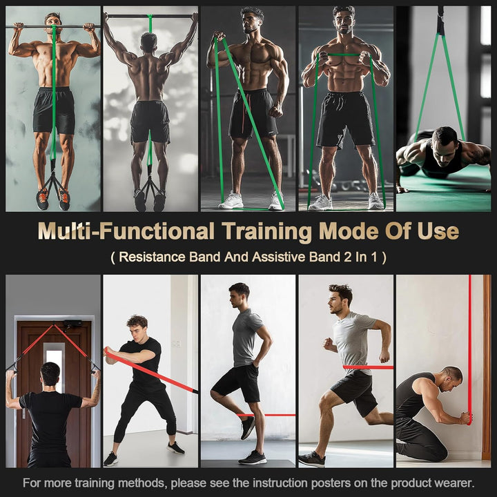 Odoland 5 Packungen Pull Up Assist Bands Klimmzugbänder Widerstandsbänder mit Türanker und Griffen,