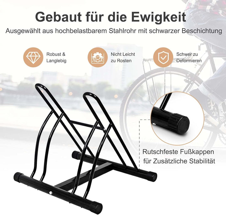 COSTWAY Fahrradständer Bodenparker für 2 Fahrräder Bügelparker, Fahrradparker, Mehrfachständer, Aufs