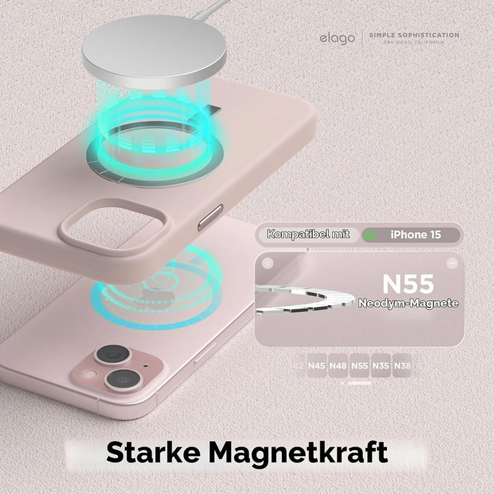 elago Magnetische Silikonhülle Kompatibel mit iPhone 15 Hülle, Kompatibel mit MagSafe Alles Zubehör,
