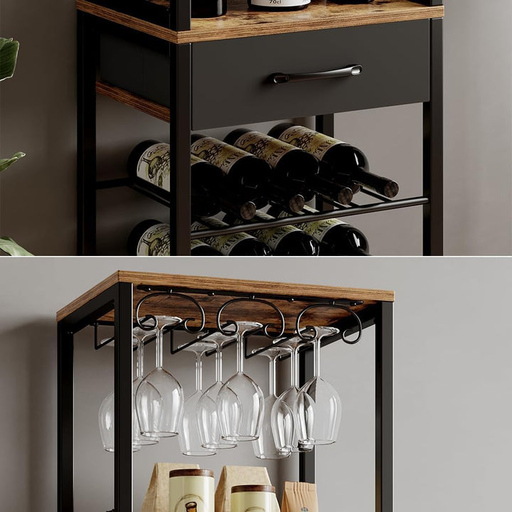 Vicco Weinregal Porto, Eiche rustikal, 40 x 147.5 cm mit Schublade, kombinierbar mit Porto-Serie zur