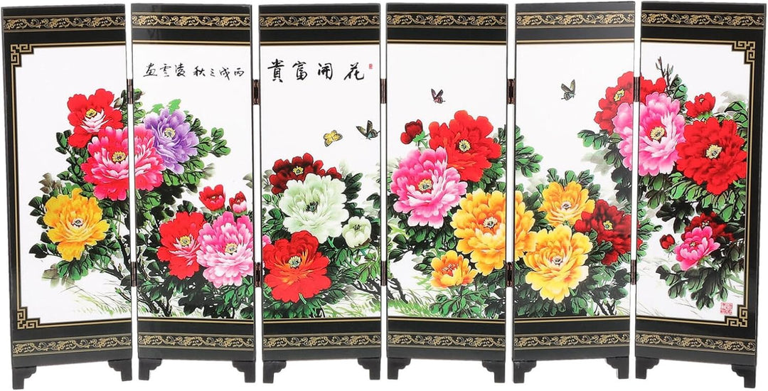 Happyyami Miniatur-Bildschirmteiler Mini Chinesische Antike Malerei Paravents Mini Desktop Paravent